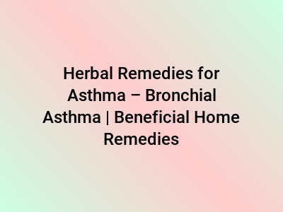 Herbal Remedies for Asthma – Bronchial Asthma | Beneficial Home Remedies
