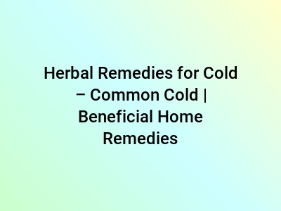 Herbal Remedies for Cold – Common Cold | Beneficial Home Remedies